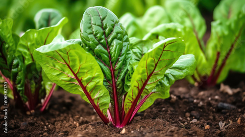Valokuva Swiss Chard Growing in a Outdoor Ecological Vegetable Garden