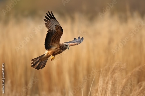 Western marsh harrier in flight, Generative ai