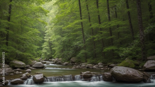 An Artful Depiction Of A Mesmerizingly Detailed Stream In A Forest