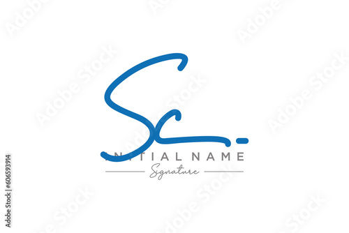 Initial SC signature logo template vector. Hand drawn Calligraphy lettering Vector illustration.