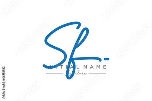 Initial SF signature logo template vector. Hand drawn Calligraphy lettering Vector illustration.