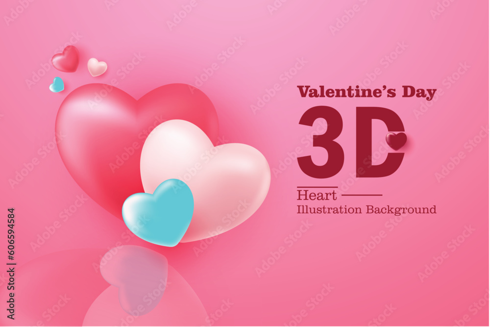 Background with hearts : Valentine's Days 3D Background Hearts