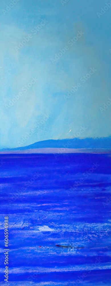 Fototapeta premium painting of a focus on the sea coast and the sky