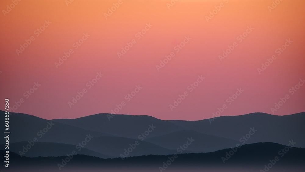 An Image Of A Beautifully Balanced And Harmonious Sunset With A Plane Flying Over The Mountains