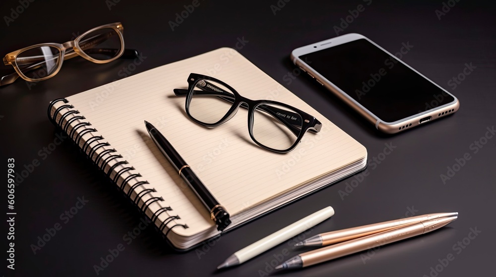 a computer, notebook, glass of wine, sunglasses, eye glasses, and glasses Generative Ai a computer, notebook, glass of wine, sunglasses, eye glasses, and glasses Generative Ai