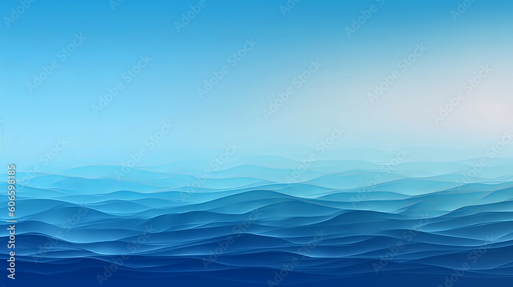 blue nature gradient background banner abstract background with wavy wave sea ocean Generative AI stock illustration