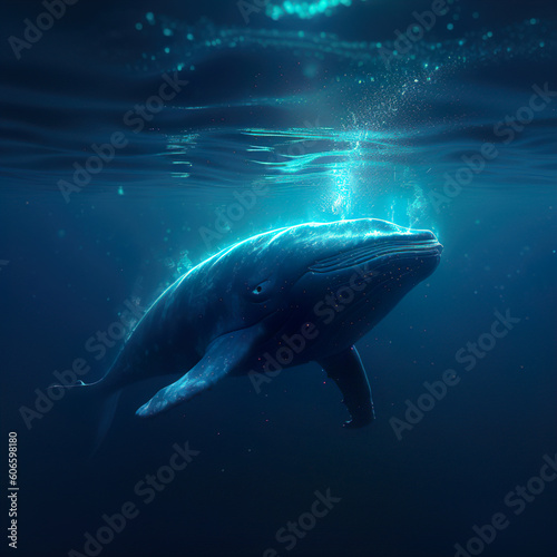 Beautiful whale underwater Generative AI