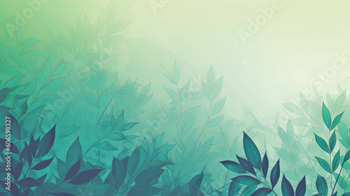 green nature gradient background banner abstract background with leaf foliage Generative AI stock illustration