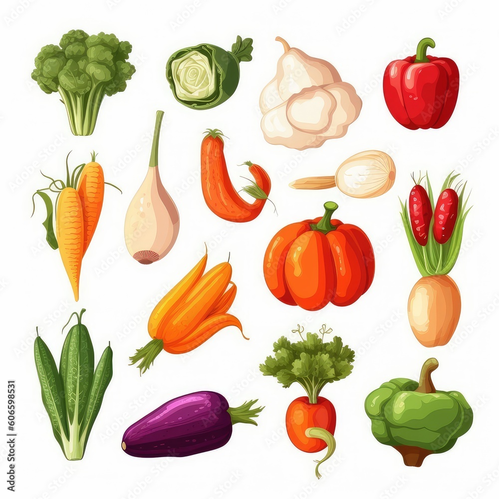 set of vegetables isolated set of vegetables isolated