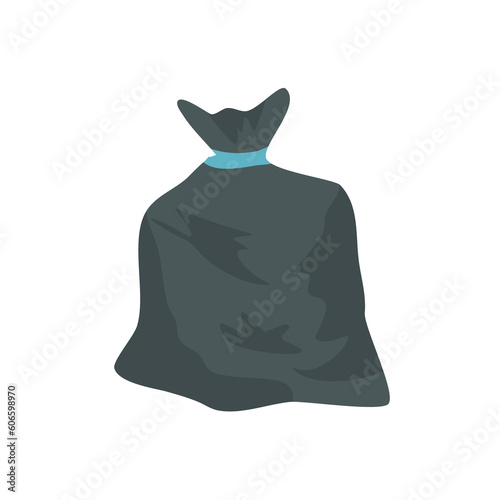 black plastic bag for trash, garbage and rubbish