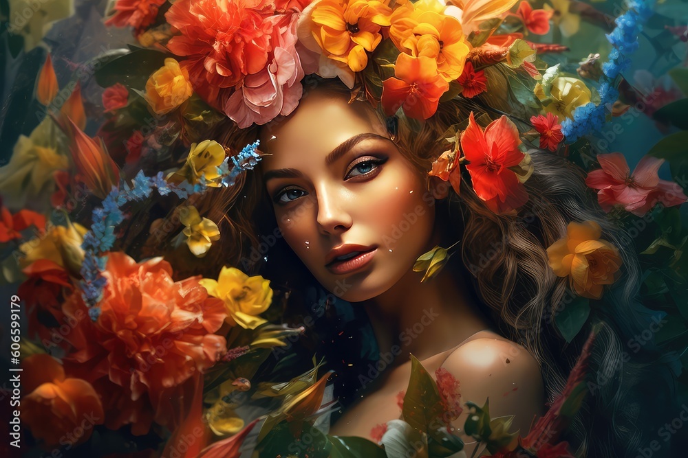 portrait of a girl with flowers