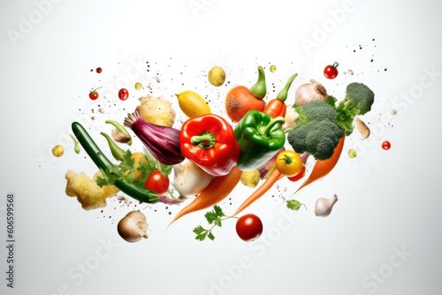 mix vegetable flying through the air Cinematic Editorial Food Photography © MeyKitchen