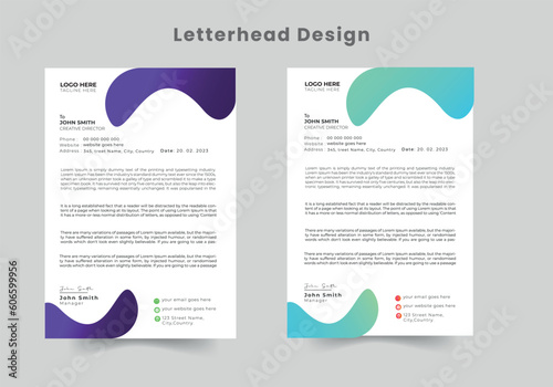 Minimalist concept business style letterhead template design. Professional & modern letterhead template design with geometric shapes. Vector graphic design.
