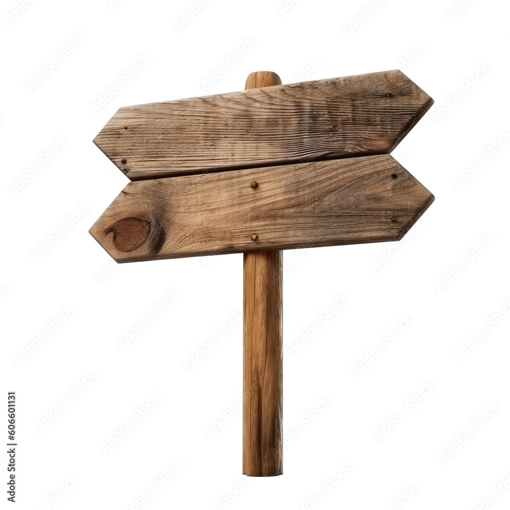 Wooden Blank Sign Post, png stock photo file cut out and isolated on a transparent and white background - Generative AI Wooden Blank Sign Post, png stock photo file cut out and isolated on a transparent and white background - Generative AI