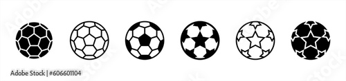Soccer ball icon set in line style. football simple black style symbol sign for sports apps and website, vector illustration.