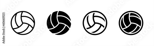 Volleyball icon set in line style. Volley ball simple black style symbol sign for sports apps and website, vector illustration.