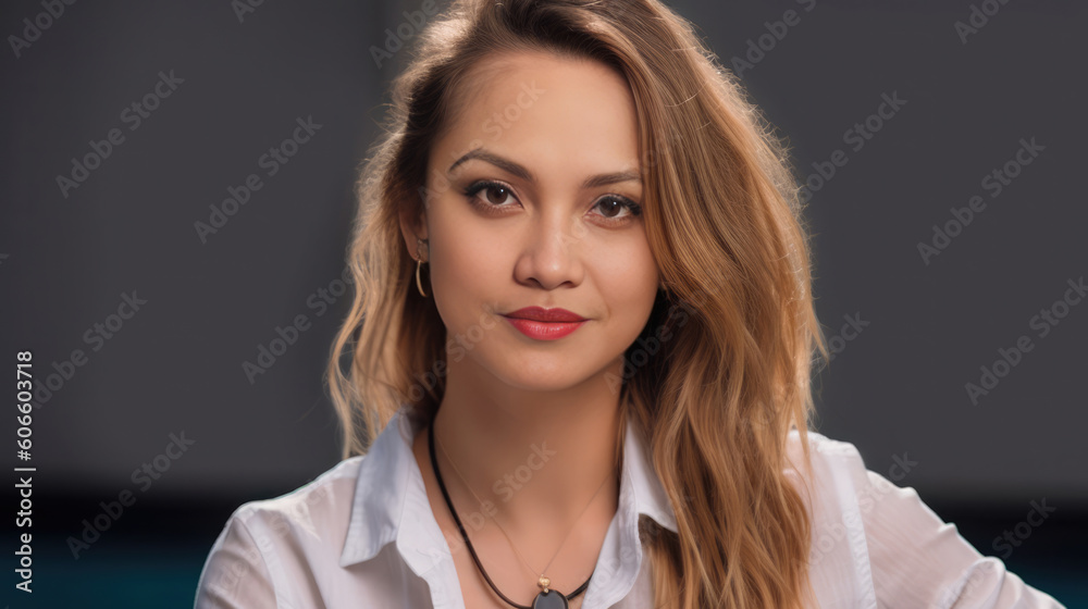 Beautiful Asian woman with blonde hair - made with Generative AI tools Beautiful Asian woman with blonde hair - made with Generative AI tools