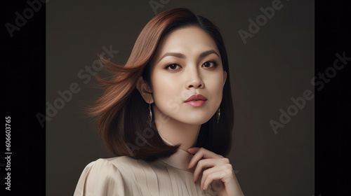 Beautiful Asian woman as a model for luxury - made with Generative AI tools