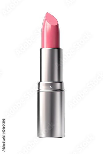 A pink polish lipstick. Beautiful lipstick isolated on transparent background. Makeup product