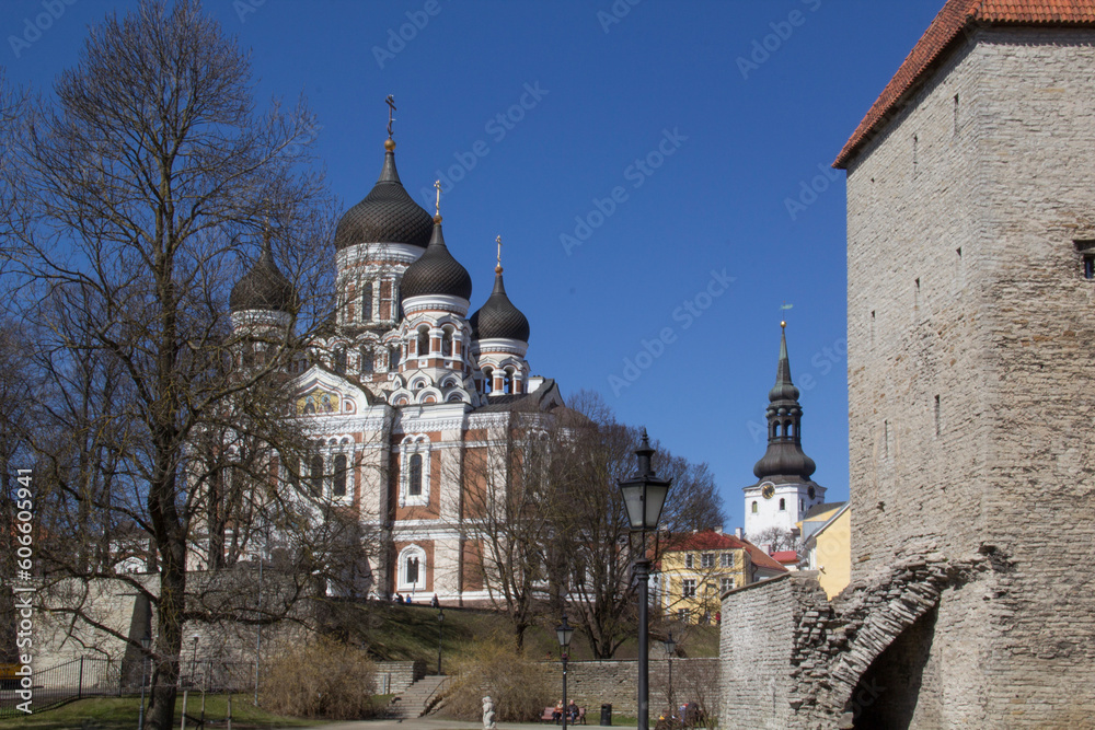 Beautiful view of the Estonian Orthodox Church of the Moscow Patriarchate in Tallinn, Estonia on a sunny day Beautiful view of the Estonian Orthodox Church of the Moscow Patriarchate in Tallinn, Estonia on a sunny day