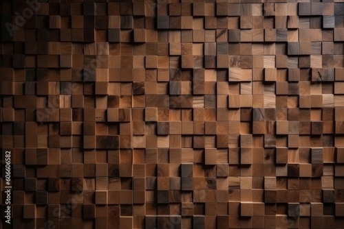 Background of small teak panels connected together, Generative ai