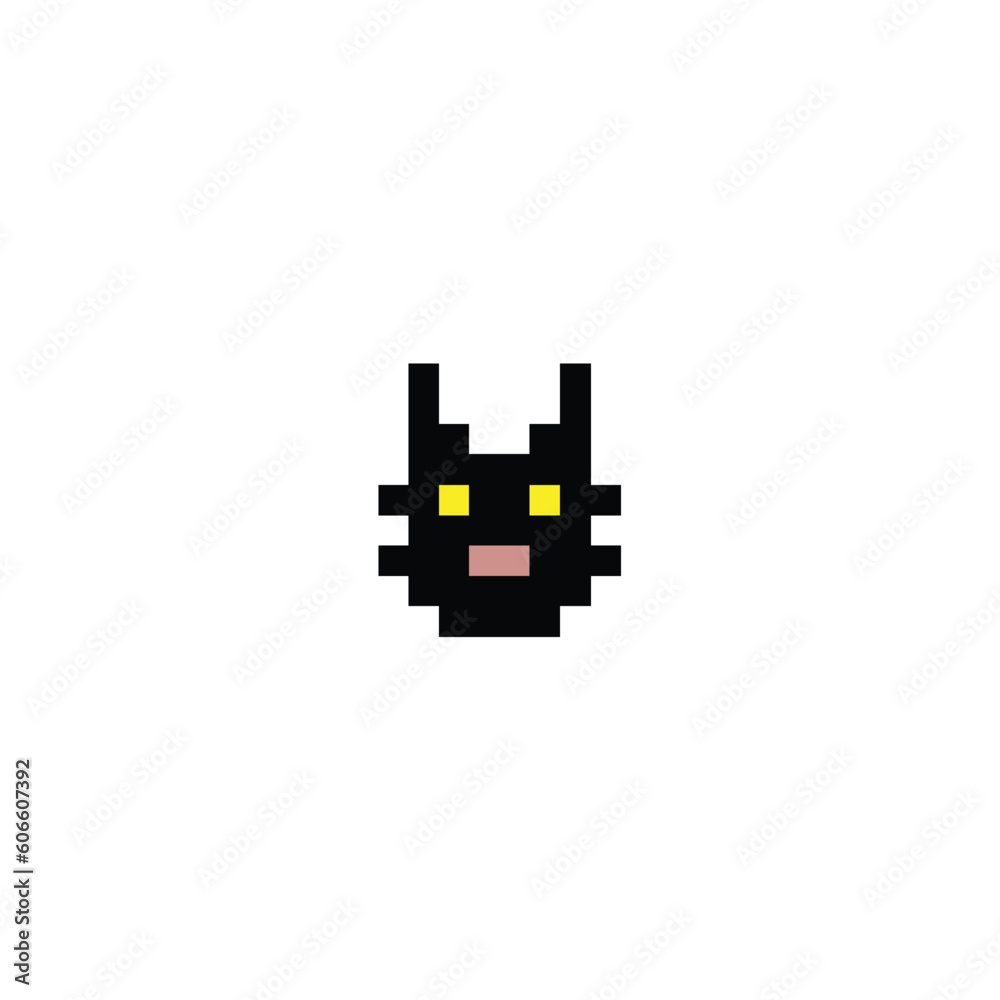 this is a cat in pixel art with black color,this item good for presentations,stickers, icons, t shirt design,game asset,logo and project.