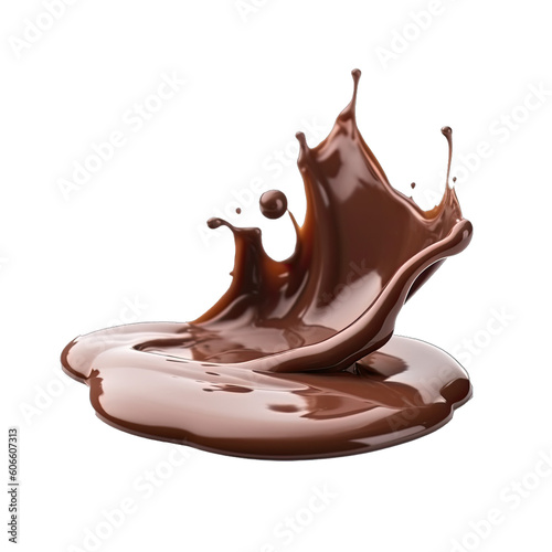 Fotografie, Obraz Realistic chocolate splash. Isolated on transparent background
