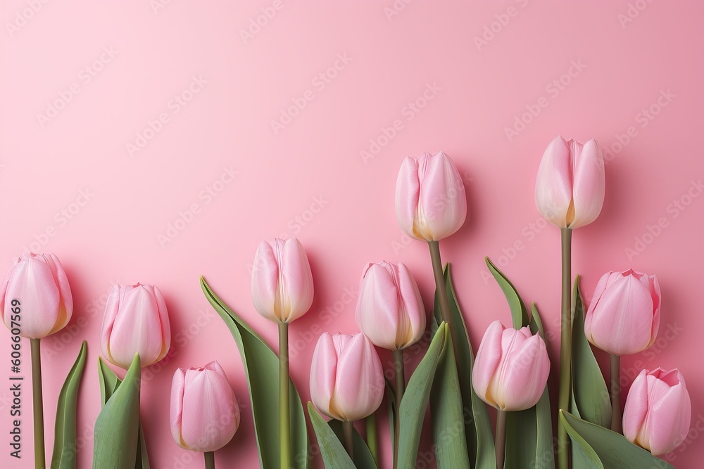 The illustration of pink tulip - obrazy, fototapety, plakaty 
