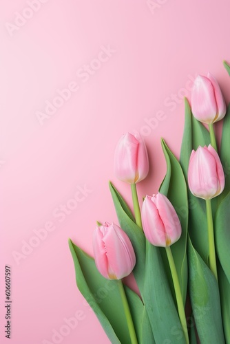 The illustration of pink tulips, AI contents by Midjourney