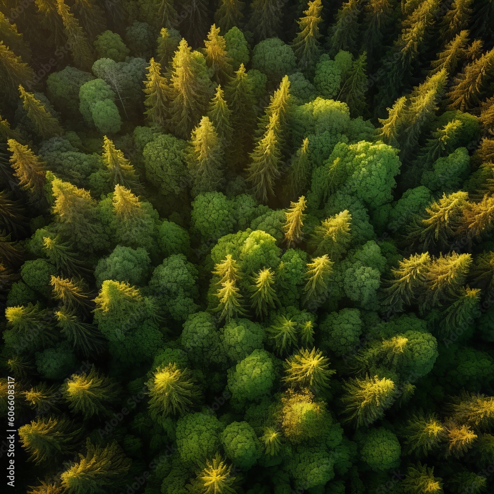 Trees at sunrise, forest Trees at sunrise, forest