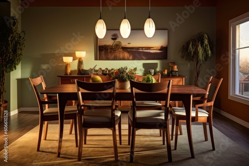 professional catalog image with full dining room table Cinematic Editorial Photography