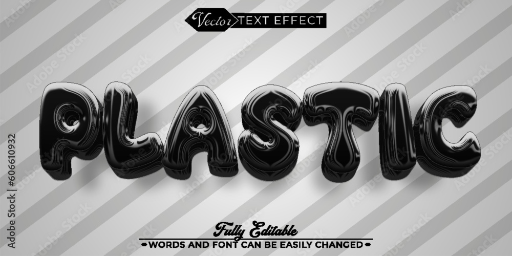 Black Plastic Vector Editable Text Effect Template