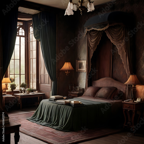 luxury hotel bedroom, bedroom, antique, bed, classic, sofa, chair, table, decor, curtains