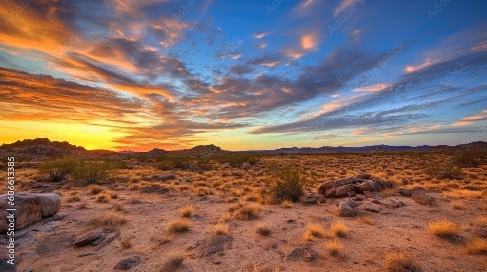 Obraz premium beautiful twilight sky above a desert. generative ai