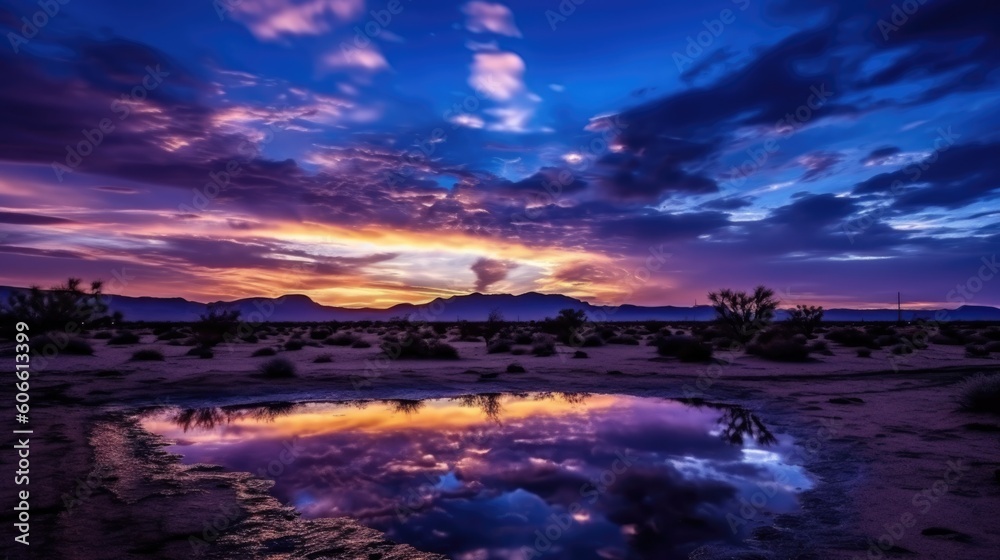beautiful twilight sky above a desert. generative ai