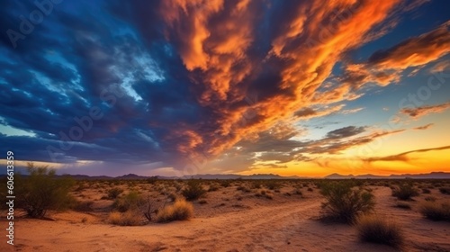 beautiful twilight sky above a desert. generative ai © ThisDesign