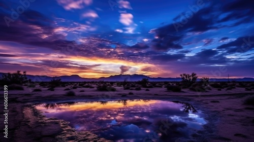 beautiful twilight sky above a desert. generative ai © ThisDesign