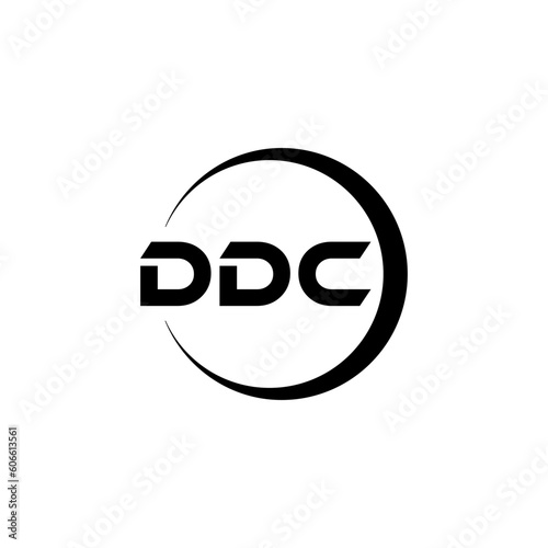 DDC letter logo design with white background in illustrator, cube logo, vector logo, modern alphabet font overlap style. calligraphy designs for logo, Poster, Invitation, etc. photo