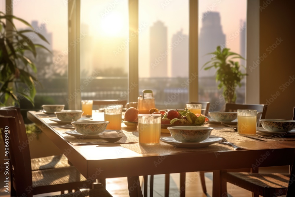 professional catalog image with full dining room table Cinematic Editorial Photography