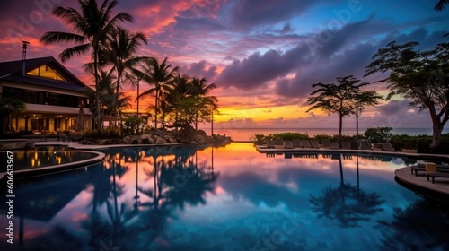 beautiful twilight sky above a tropical paradise generative ai © ThisDesign