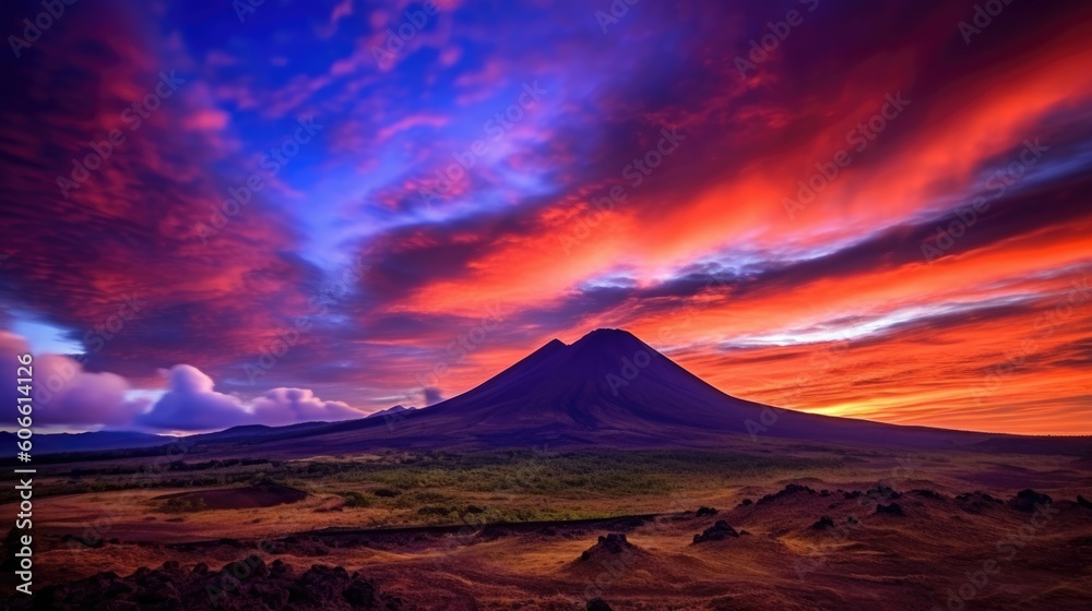 beautiful twilight sky above a volcano generative ai beautiful twilight sky above a volcano generative ai