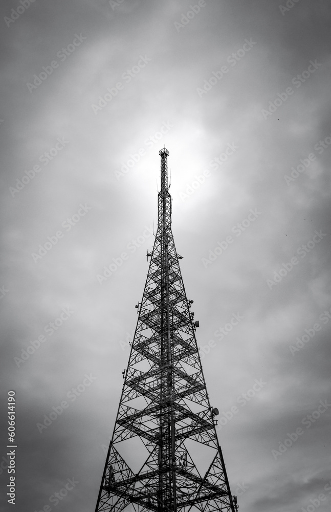 picture of telecomunication tower in black and white picture of telecomunication tower in black and white