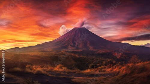 beautiful twilight sky above a volcano generative ai