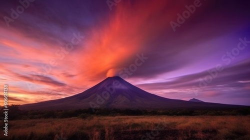 beautiful twilight sky above a volcano generative ai
