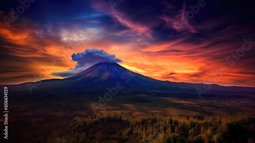 beautiful twilight sky above a volcano generative ai © ThisDesign