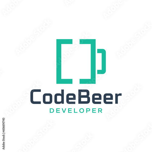 Unique logo combination of code and glass. It is suitable for use for technology logos.