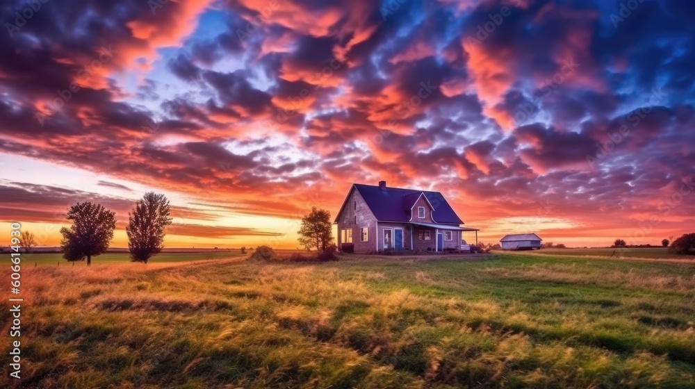 beautiful twilight sky in a rural countryside generative ai beautiful twilight sky in a rural countryside generative ai