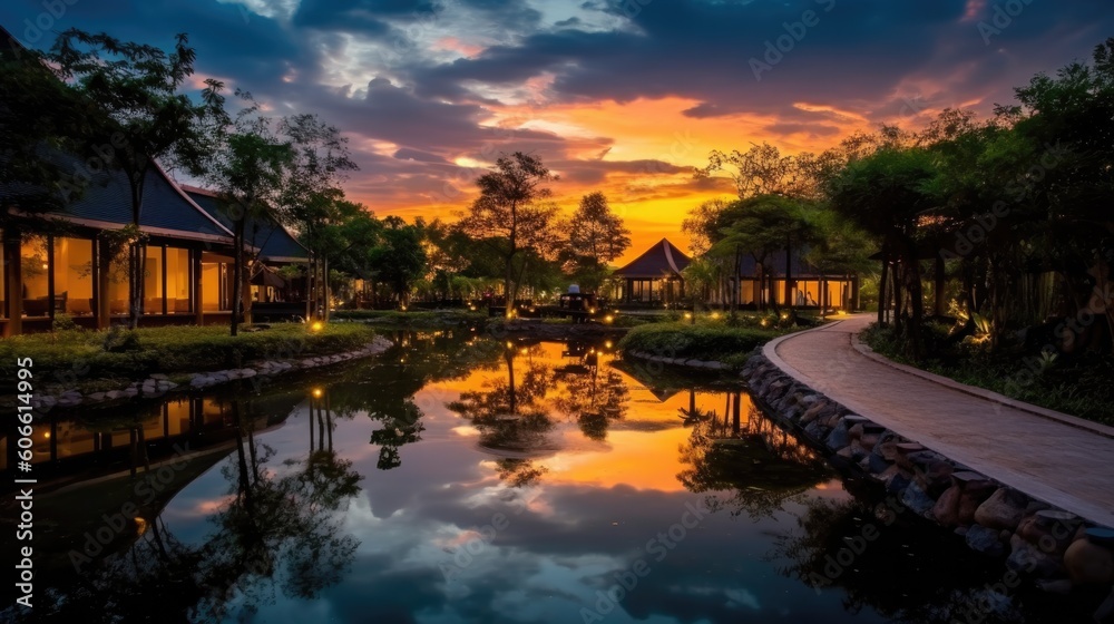 beautiful twilight sky in a serene garden generative ai beautiful twilight sky in a serene garden generative ai