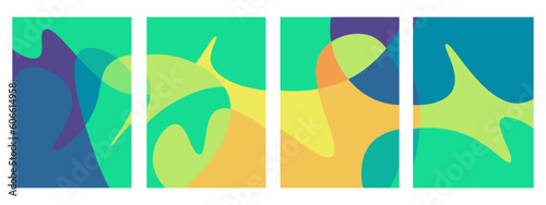 Ultra HD 4K Set of summer background and texture with colorful abstract wavy art. Trendy modern background. Collection vertical banner