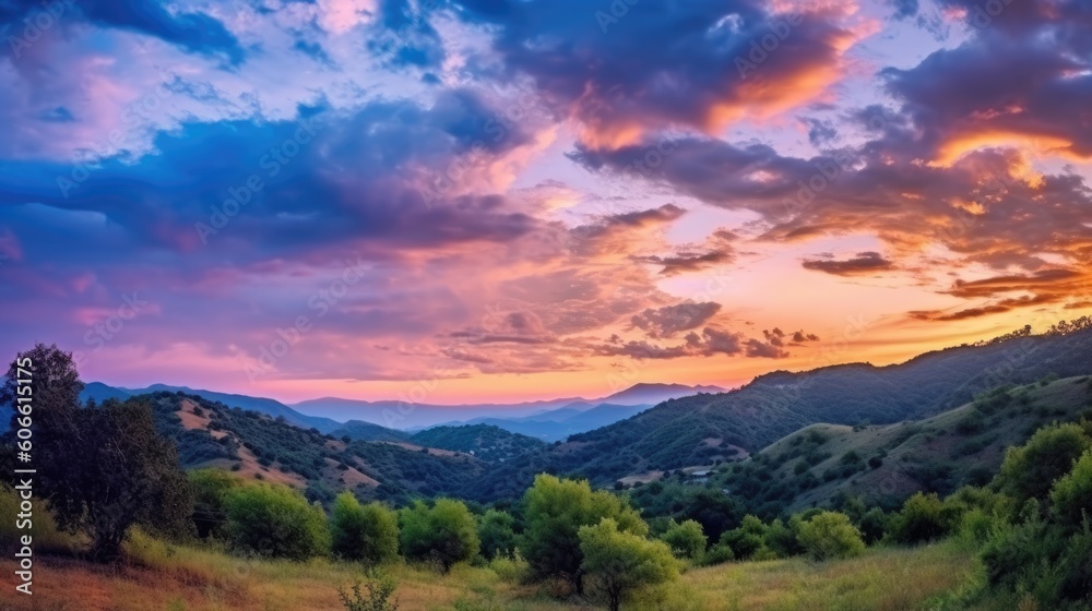 beautiful twilight sky in a valley, generative ai beautiful twilight sky in a valley, generative ai